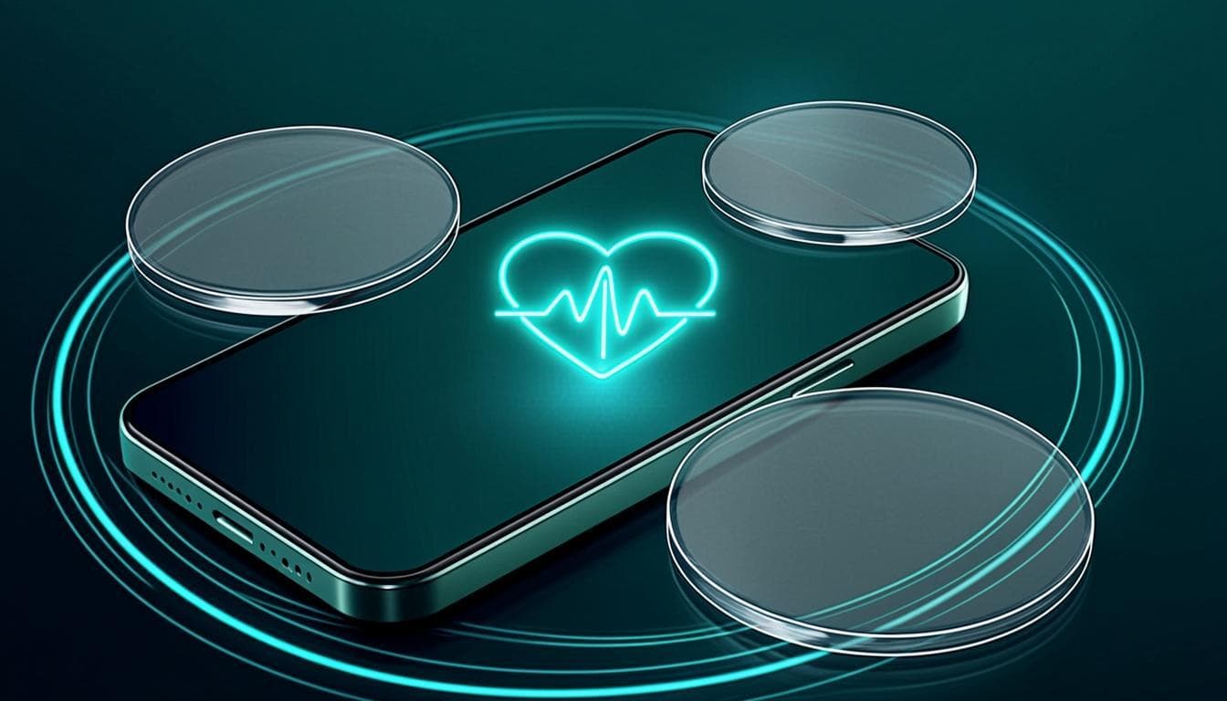 PulseFit Flutter fitness app displayed on two smartphones showing workout tracking screens, heart-rate charts, and wearable health integration stats